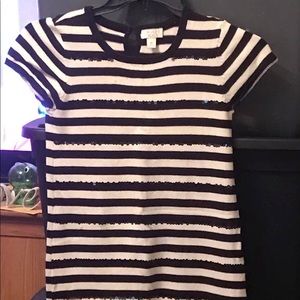 Black and White Stripe Dress with Black Sequence